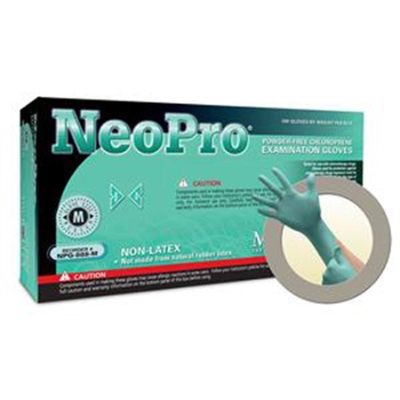 Ansell NeoPro, Neoprene Disposable Gloves, Neoprene, S, 100 PK, Green NPG-888-S
